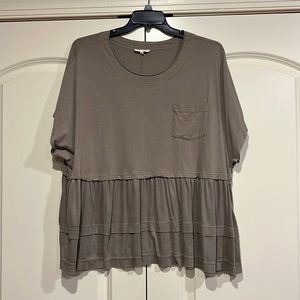 Cotton Bleu size 1x olive green top. NWOT